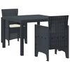 vidaXL Garden Dining Set 3 pcs Anthracite Polt rattan