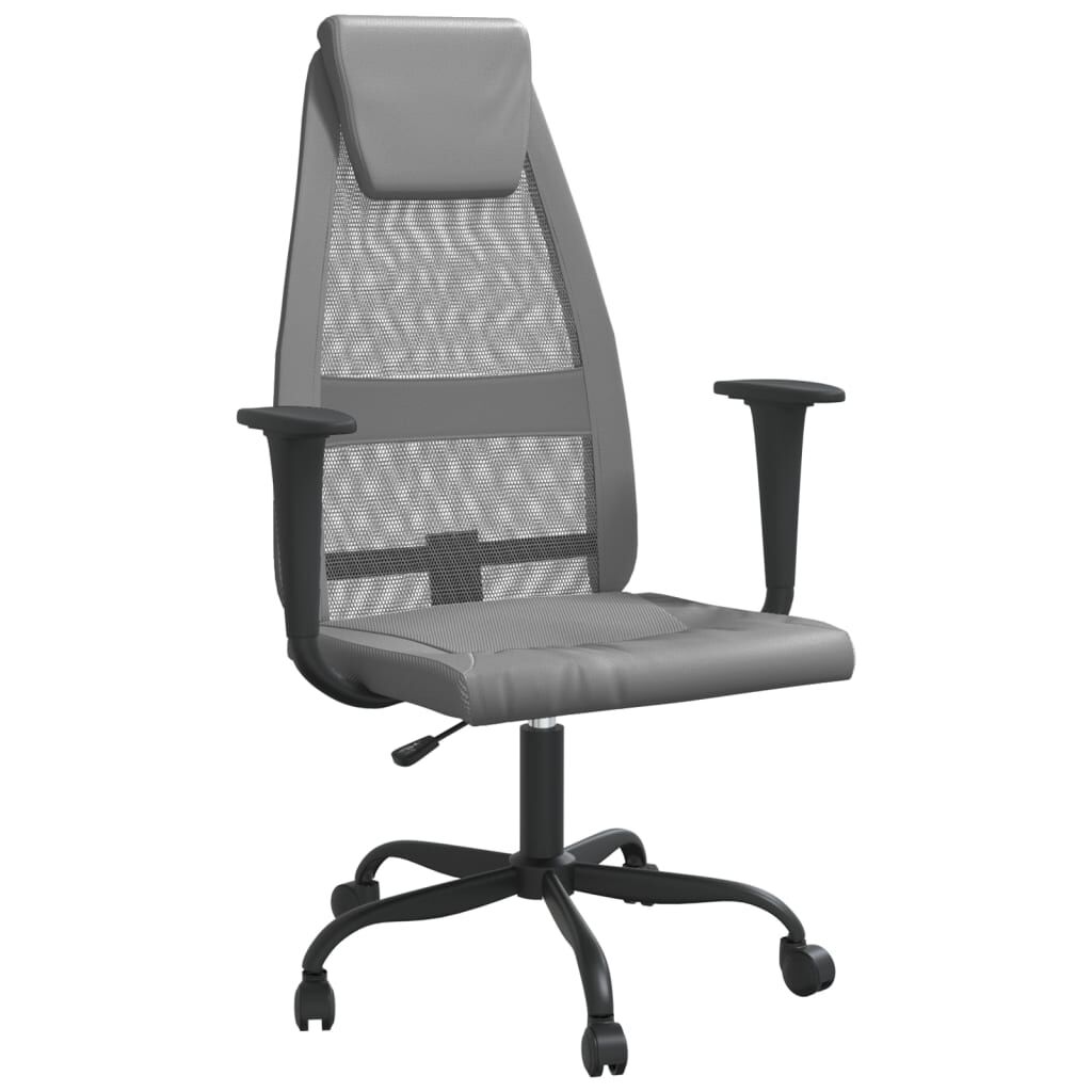 vidaXL Office Chair Grey Mesh Fabric and Faux Leather