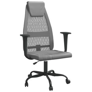 vidaXL Office Chair Grey Mesh Fabric and Faux Leather
