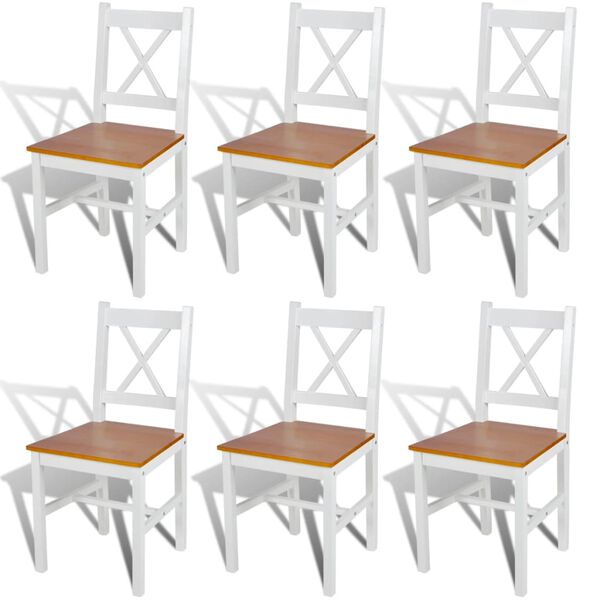 vidaXL Dining Chairs 6 pcs White Pinewood