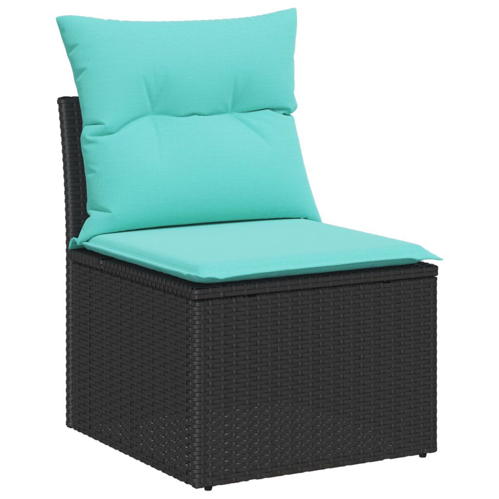 vidaXL 7 Piece Garden Sofa Set with Cushions Black Poly Rattan