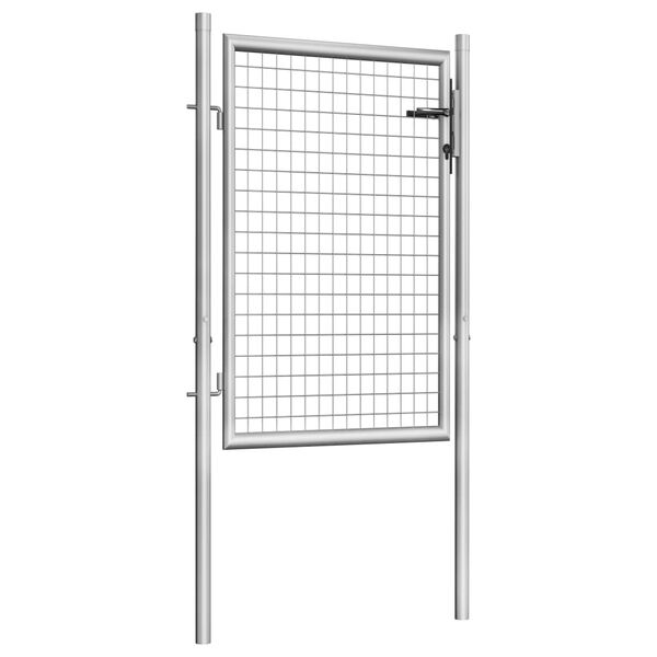 vidaXL Garden Gate Galvanised Steel 105x150 cm Silver