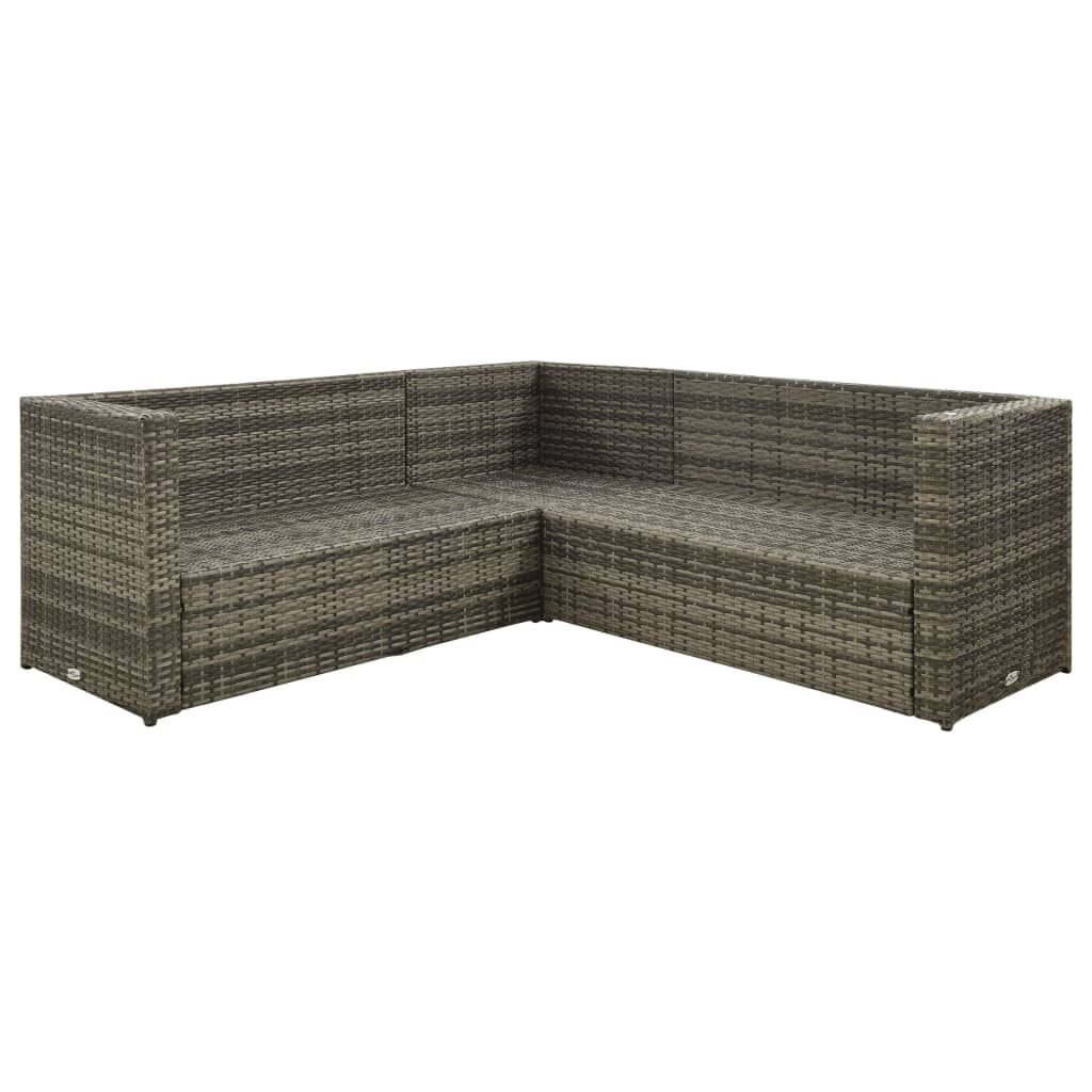 vidaXL 4 Piece Garden Lounge Set with Cushions Poly Rattan Grey