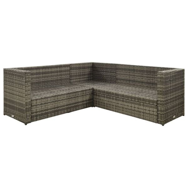 vidaXL 4 Piece Garden Lounge Set with Cushions Poly Rattan Grey
