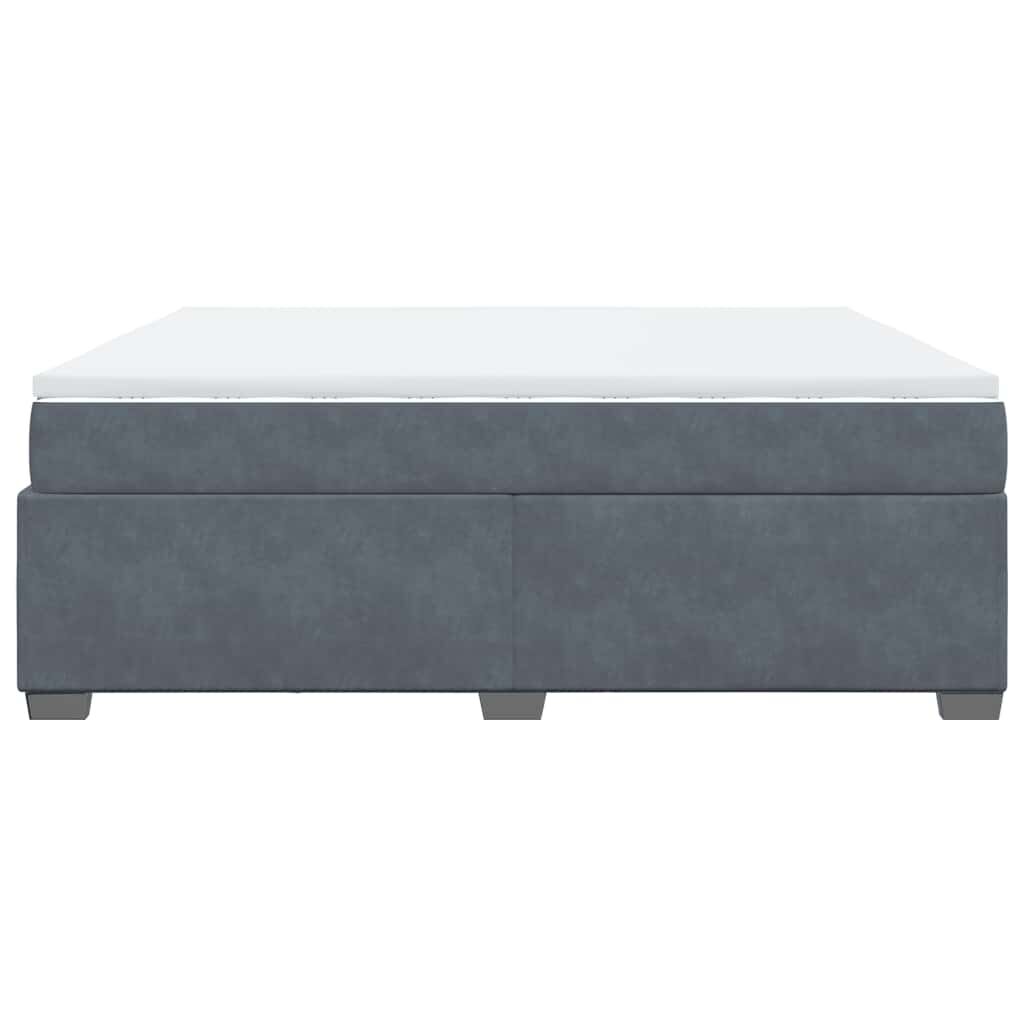 vidaXL Box Spring Bed with Mattress Dark Grey California King Velvet