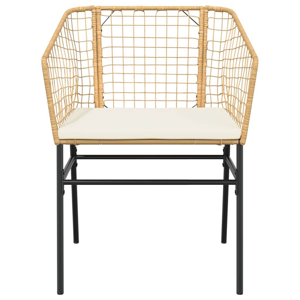 vidaXL 3 Piece Garden Dining Set with Cushions Brown Poly Rattan Glass