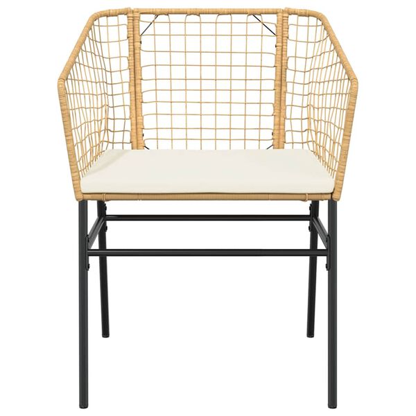 vidaXL 3 Piece Garden Dining Set with Cushions Brown Poly Rattan Glass