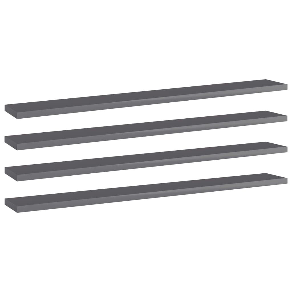 vidaXL Bookshelf Boards 4 pcs High Gloss Grey 80x10x1.5 cm Engineered Wood