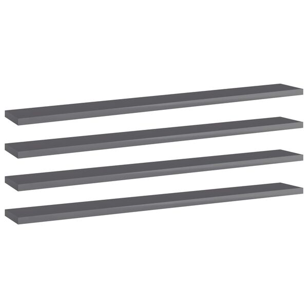 vidaXL Bookshelf Boards 4 pcs High Gloss Grey 80x10x1.5 cm Engineered Wood