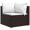 vidaXL Garden Corner Sofa with Cushions Brown Poly Rattan