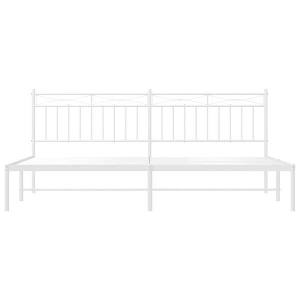 vidaXL Metal Bed Frame without Mattress with Headboard White 193x203cm