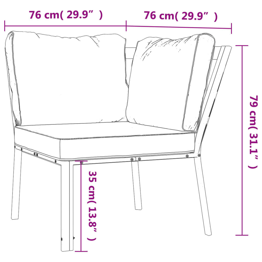 vidaXL 9 Piece Garden Lounge Set with Grey Cushions Steel