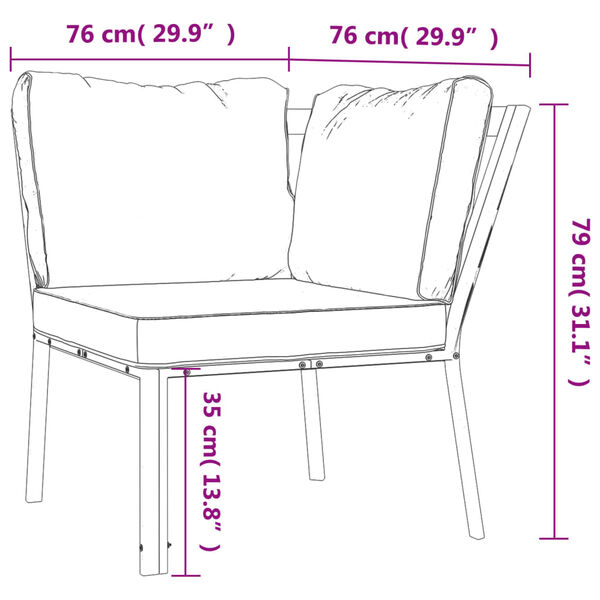vidaXL 9 Piece Garden Lounge Set with Grey Cushions Steel