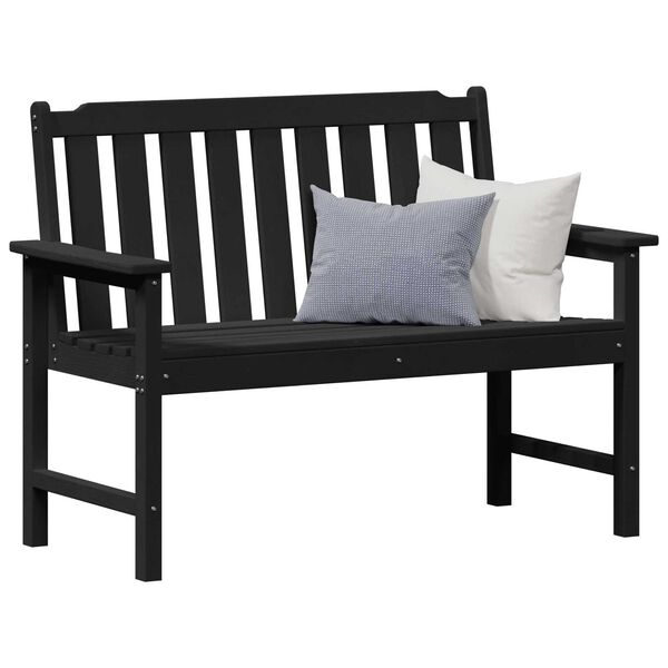 vidaXL Garden Bench Black 120 cm HDPE