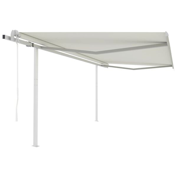 vidaXL Automatic Retractable Awning with Posts 4x3 m Cream