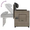 vidaXL Reclining Garden Bench with Cushions Grey Poly Rattan