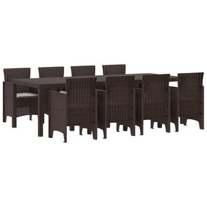 vidaXL Garden Dining Set 9 pcs Brown Polt rattan