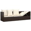 vidaXL Outdoor Lounge Bed with Cushions Brown Poly Rattan
