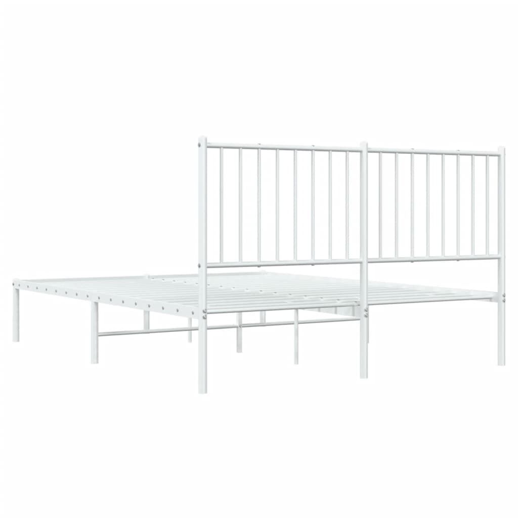 vidaXL Metal Bed Frame without Mattress with Headboard White 135x190cm