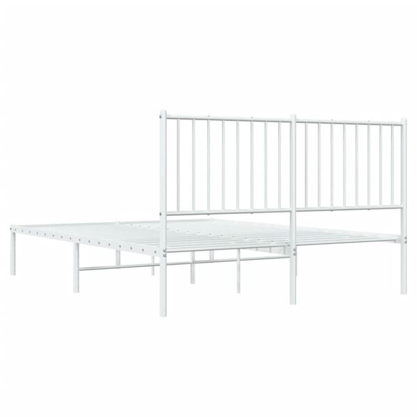 vidaXL Metal Bed Frame without Mattress with Headboard White 135x190cm