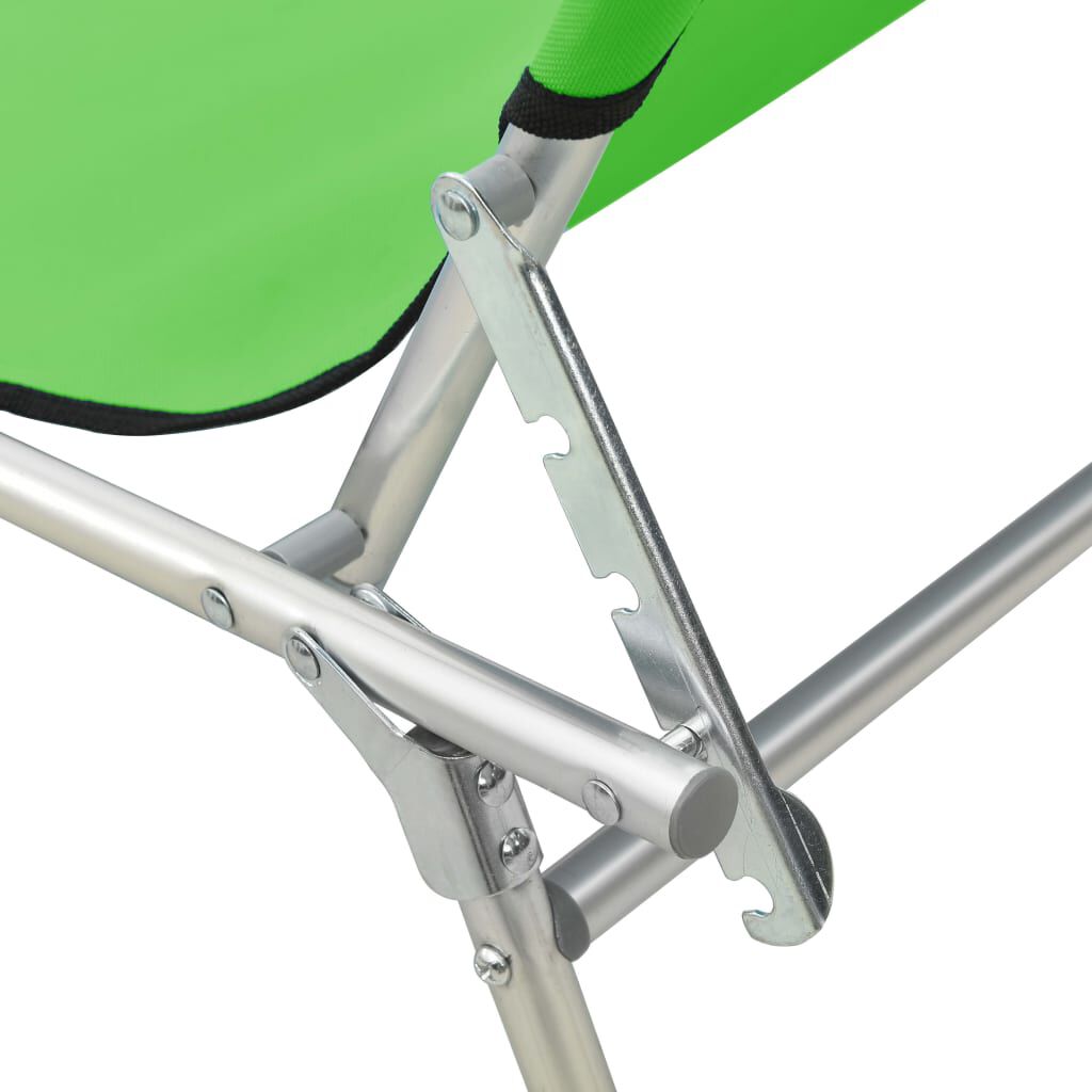 vidaXL Folding Sun Lounger with Canopy Steel Apple Green