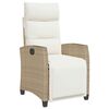 vidaXL Reclining Garden Chair with Side Table Beige Poly Rattan