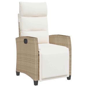 vidaXL Reclining Garden Chair with Side Table Beige Poly Rattan