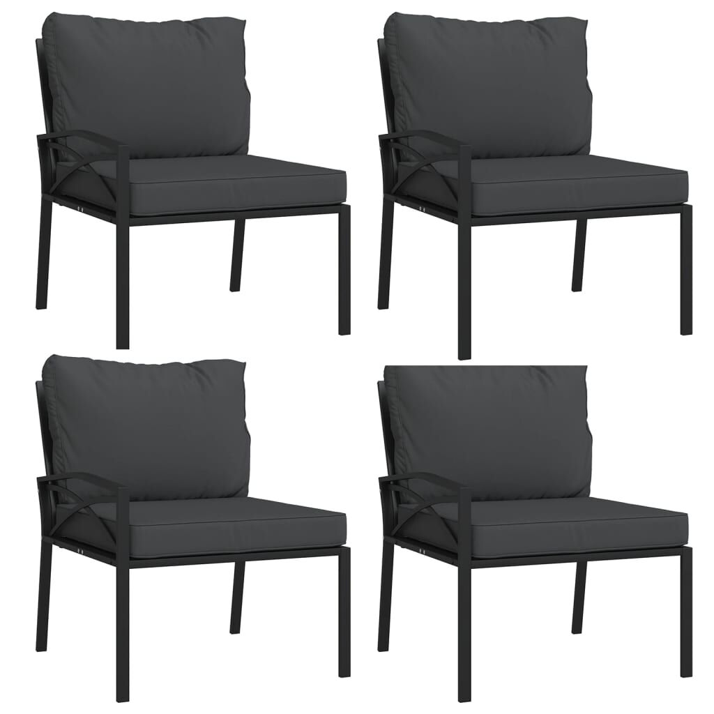 vidaXL 11 Piece Garden Lounge Set with Grey Cushions Steel
