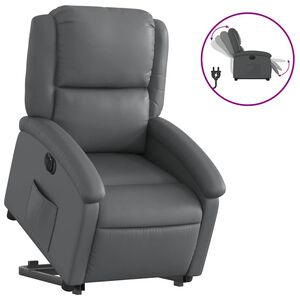 vidaXL Electric Stand up Recliner Chair Grey Faux Leather