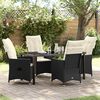 vidaXL Garden Dining Set with Cushion 5 pcs Black Poly Rattan