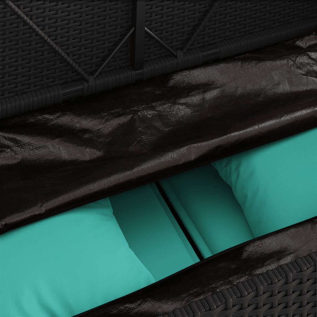 vidaXL Garden Bench with Cushions Black Poly Rattan