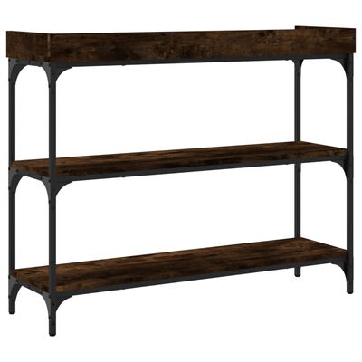 vidaXL Console Table with Shelves Smoked Oak 100x30x80 cm
