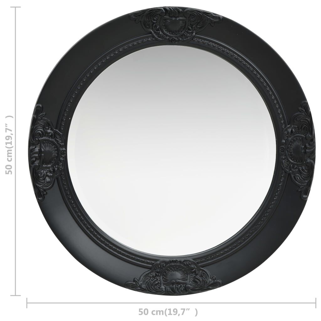 vidaXL Wall Mirror Baroque Style 50 cm Black