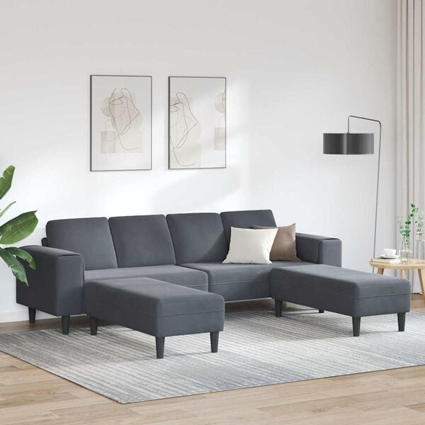 vidaXL Sofa Set Dark grey Velvet