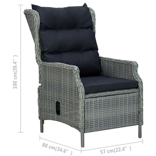 vidaXL 9 Piece Outdoor Dining Set with Cushions Poly Rattan Light Grey