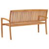 vidaXL Stacking Garden Bench with Cushion 159 cm Solid Teak Wood