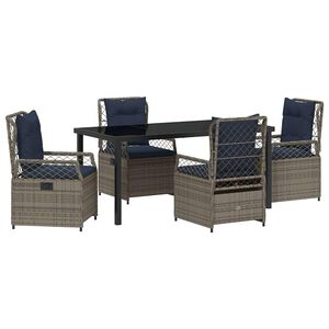 vidaXL Garden Dining Set 5 pcs Grey Poly Rattan