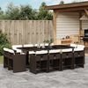vidaXL 13 Piece Garden Dining Set with Cushions Brown Poly Rattan