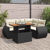 vidaXL 5 Piece Garden Sofa Set with Cushions Black Poly Rattan