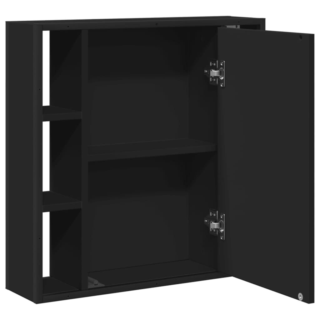 vidaXL Bathroom Mirror Cabinet Black 60x16x60 cm Engineered Wood