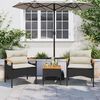vidaXL 3 Piece Garden Sofa Set with Cushions Black Poly Rattan