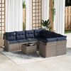 vidaXL Garden Sofa Set with Cushion Manual 9 pcs Grey Poly Rattan