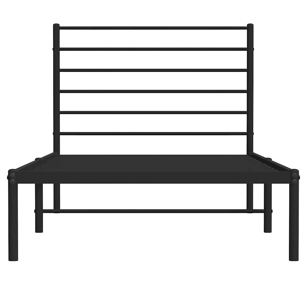 vidaXL Metal Bed Frame without Mattress with Headboard Black 100x200cm