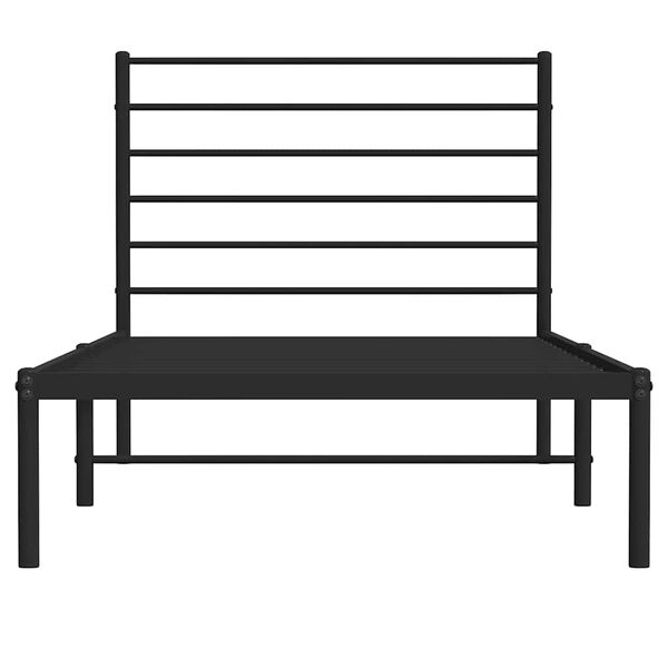 vidaXL Metal Bed Frame without Mattress with Headboard Black 100x200cm