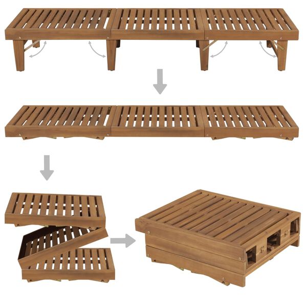 vidaXL Folding Sun Lounger Solid Acacia Wood