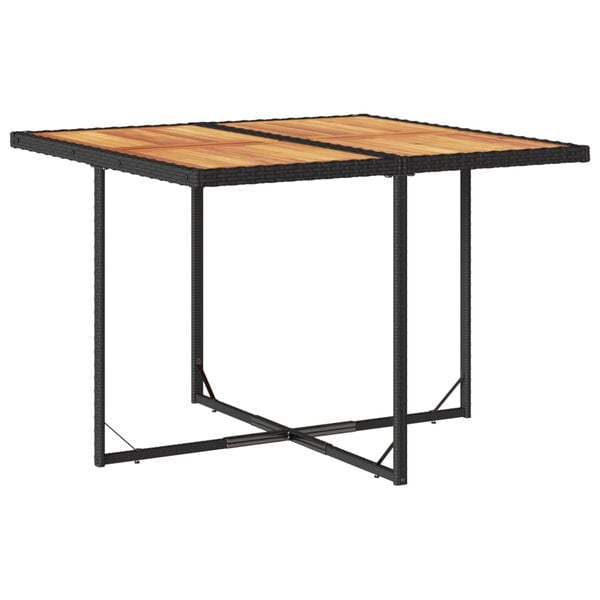 vidaXL 11 Piece Garden Dining Set with Cushions Black Poly Rattan