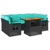 vidaXL 7 Piece Garden Sofa Set with Cushions Black Poly Rattan