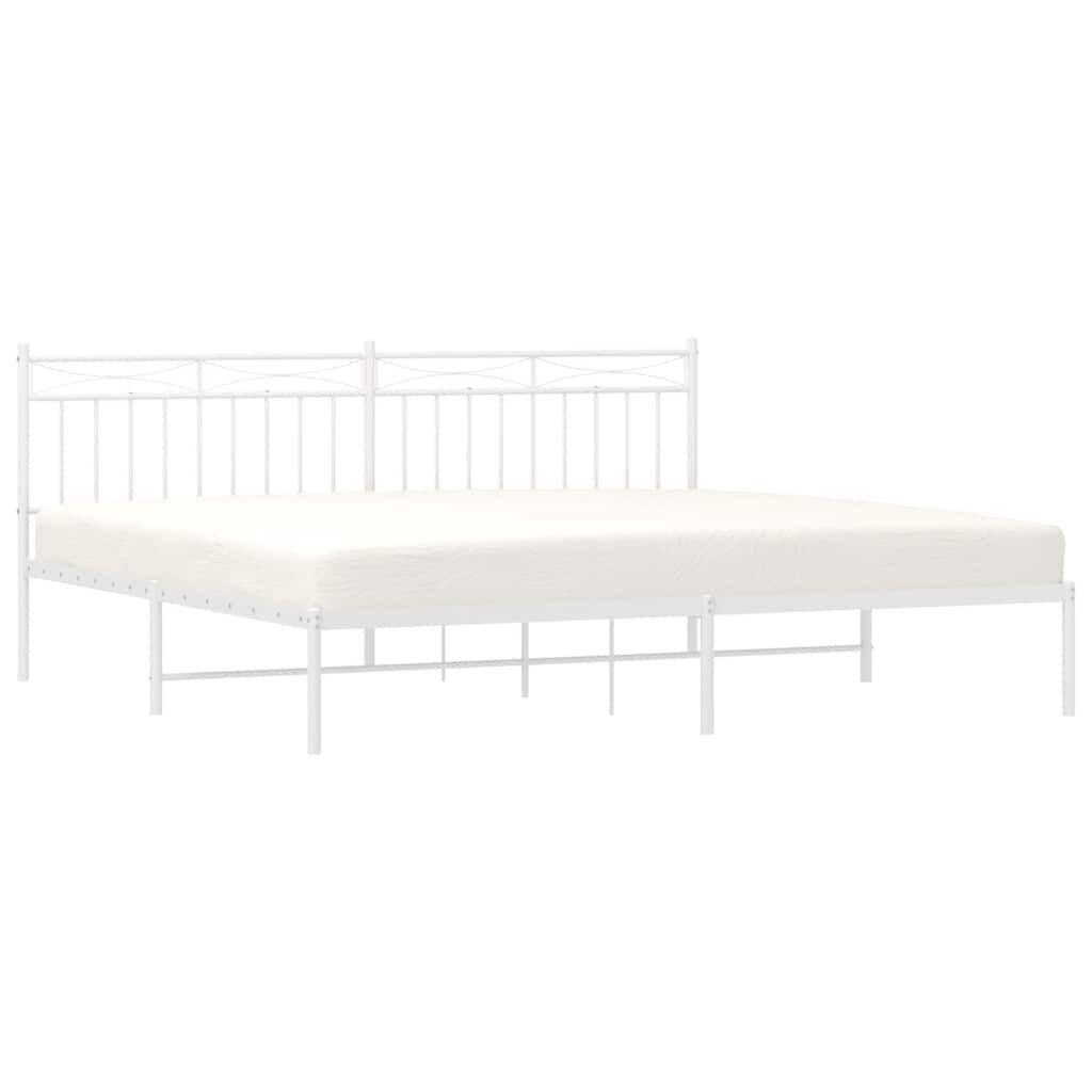 vidaXL Metal Bed Frame without Mattress with Headboard White 193x203cm