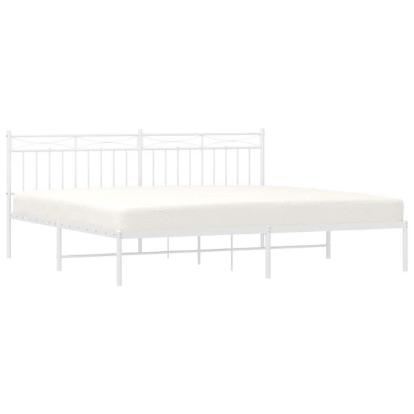 vidaXL Metal Bed Frame without Mattress with Headboard White 193x203cm