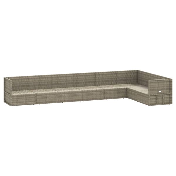 vidaXL 8 Piece Garden Lounge Set with Cushions Grey Poly Rattan